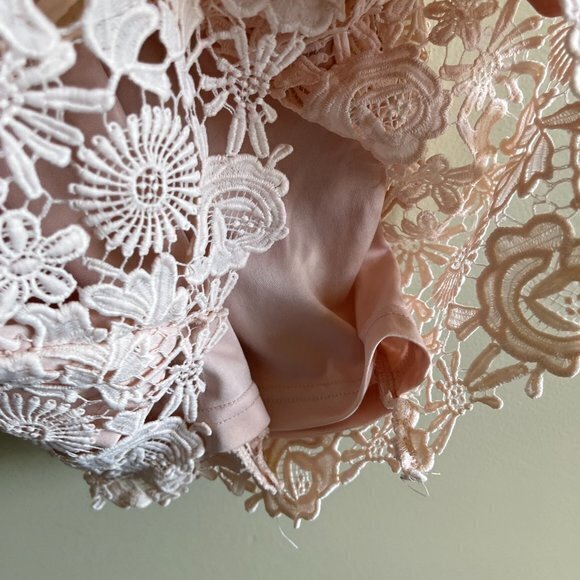 Lulus Love Poem Blush Pink Lace Mini Dress Blush Pink Womens Size S Lined - Picture 9 of 13